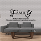 Family wall decal with ornate F and inspirational quote text