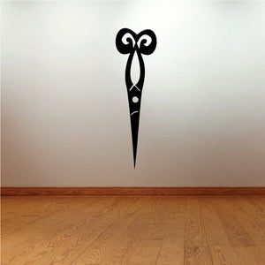 Black fancy scissors wall decal with ornate swirl handle