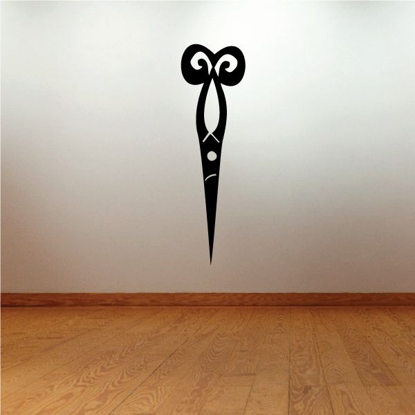 Black fancy scissors wall decal with ornate swirl handle