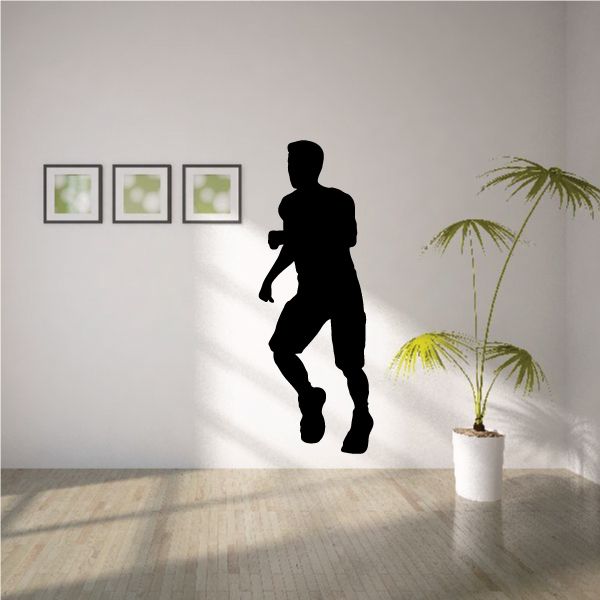 Runner male silhouette wall decal, running posture with arms bent