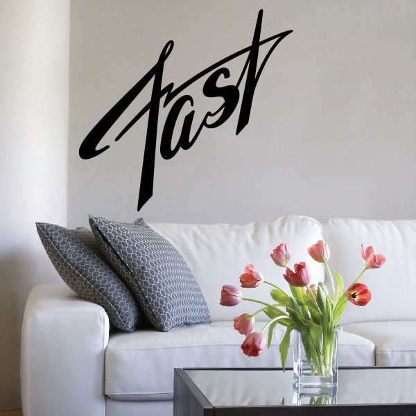 Black cursive wall decal text, vinyl lettering for business signage