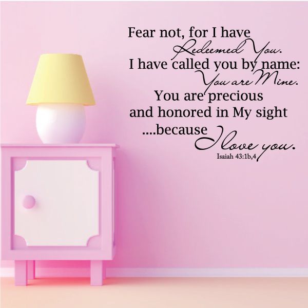 Image of Fear Not for I have redeemed You Isaiah 43:1b4 Wall Decal