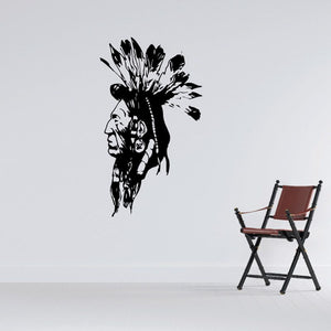Feather headdress face decal with black silhouette