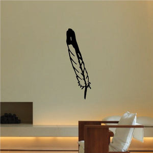 Black feather vinyl wall decal