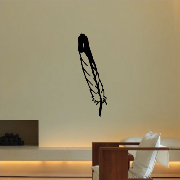 Black feather vinyl wall decal
