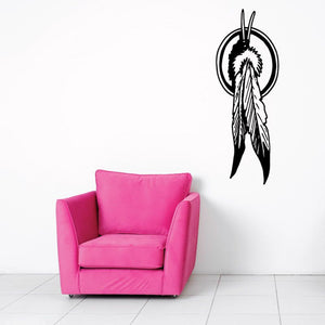 Feathers dream catcher wall decal with circular hoop and hanging feather design