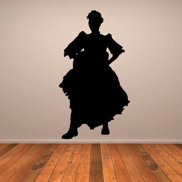 Black female matador bullfighter wall decal, full-body silhouette