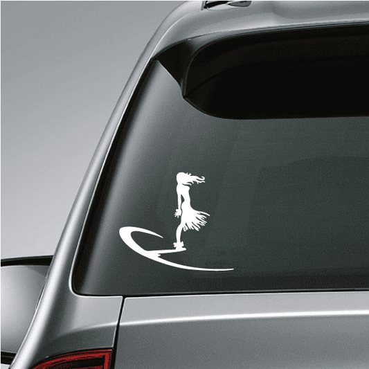 Female Hang Ten Surfing Decal