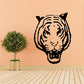 Fierce tiger head decal, black outline with cream striped face
