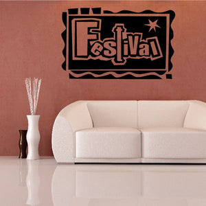Vinyl wall decal with black Festival sign and star accents