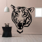 Snarling tiger head wall decal in black and white