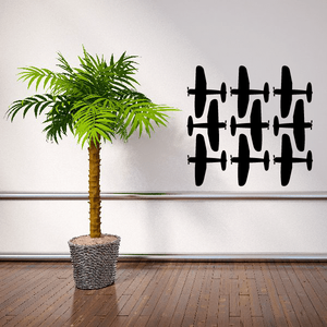Fighter plane decal kit with black plane silhouettes
