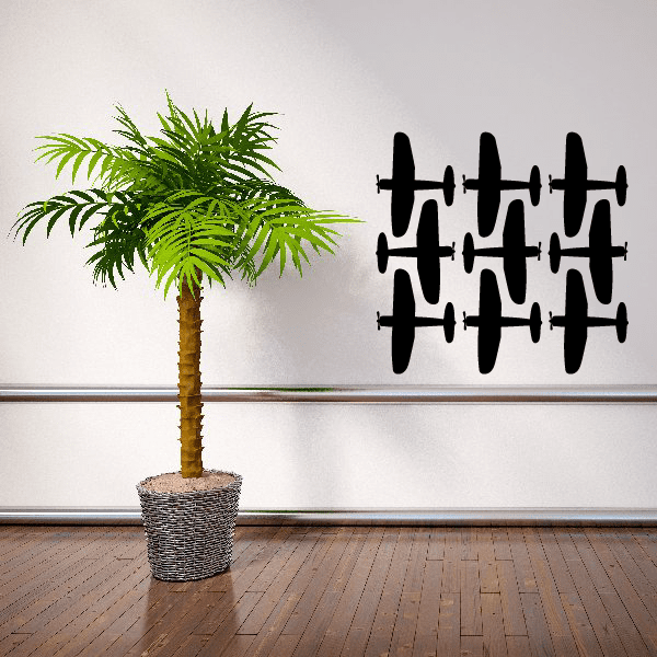 Fighter plane decal kit with black plane silhouettes