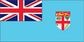 Rectangular Fiji flag sticker with blue background and shield coat of arms