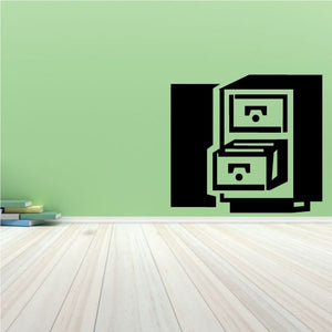 File cabinet decal sticker with black-and-white cabinet icon