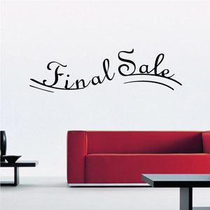 Final Sale wall decal with black script lettering and decorative flourishes