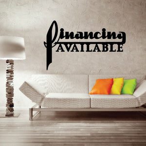 Financing Available wall decal in black lettering
