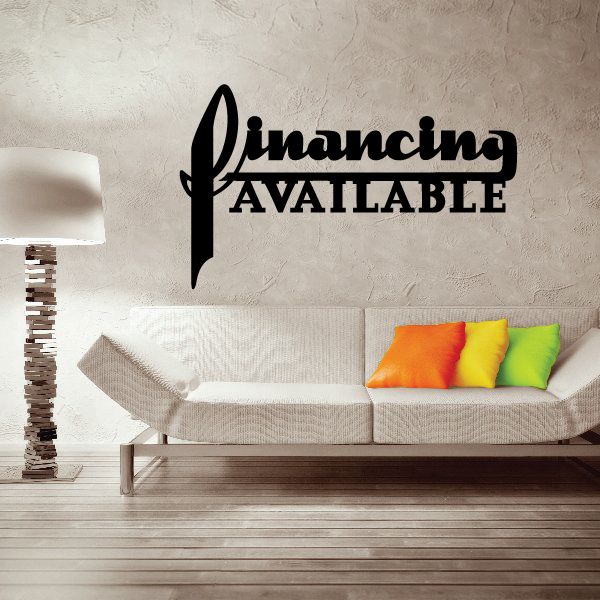 Financing Available wall decal in black lettering