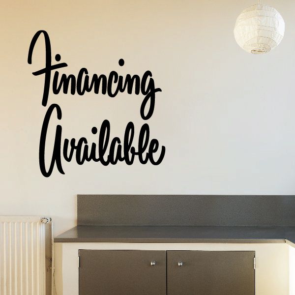 Financing Available vinyl wall decal with cursive lettering