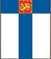 Finland flag sticker with blue Nordic cross and red emblem with yellow lion