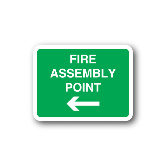 Image of Fire Assembly Point That Way Sticker