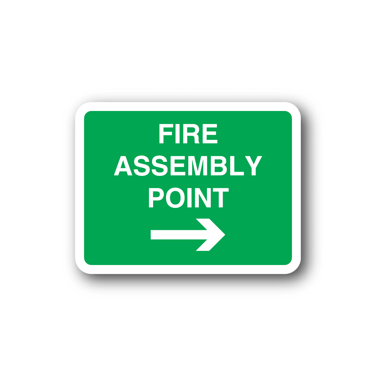 Fire Assembly Point This way Sticker – Vinyl Disorder