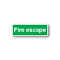 Green fire escape sticker with white border and 'Fire escape' text