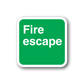 Fire escape sticker, green square with white text