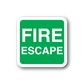 Green square Fire Escape sticker with white FIRE and ESCAPE text.