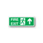 Fire exit door sticker, green with white border, FIRE EXIT and running figure arrow