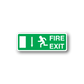 Green fire exit sticker with white border, fire icon and EXIT text