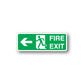 Green fire exit way sticker with white border, arrow, and FIRE EXIT text