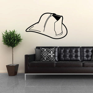 Firefighter helmet decal, black line art on light background