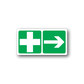 First aid right sticker with green cross and arrow icons