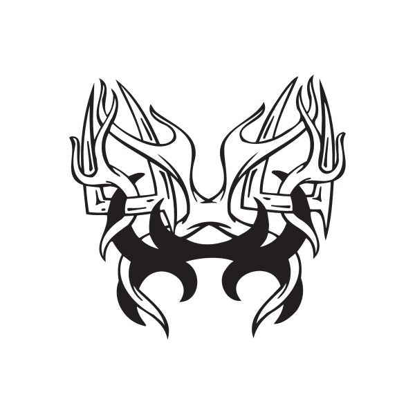 4x4 flaming style decal with black horned skull and flames detail