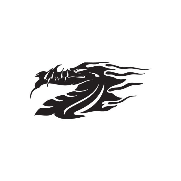 Black dragon head decal with flame-like wings and flowing mane