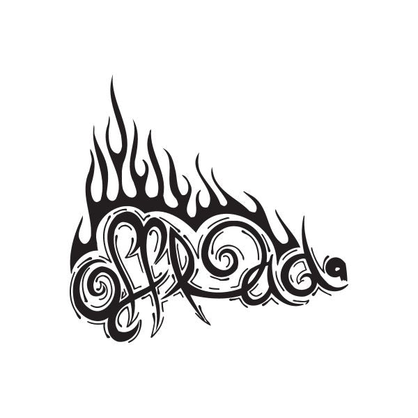 Image of Flaming Off Road Text Decal