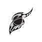 Flaming ping pong racket decal with black and white flame graphic