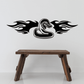 Snake decal with flaming wings design in black and white outline