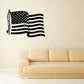 Flapping American flag wall decal with stars, stripes, and tassel
