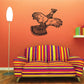 Flapping quail wall decal in black line art