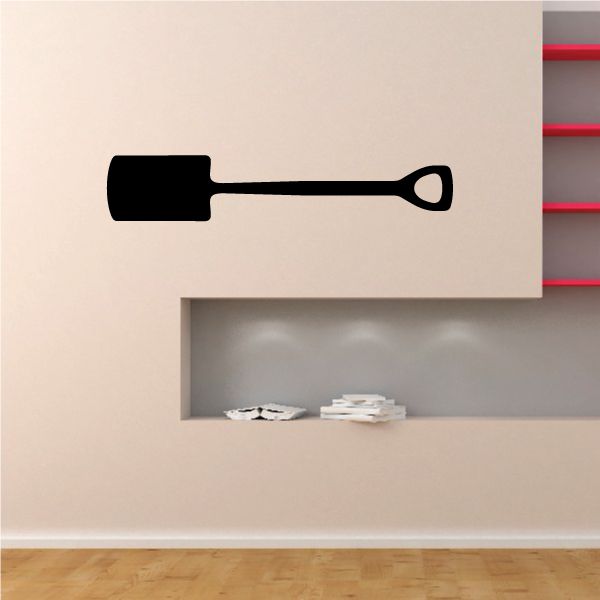 Black flat blade shovel silhouette decal with handle loop