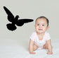 Black flying pigeon decal with outstretched wings