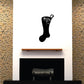 Black stocking decal with white floral motif near the cuff