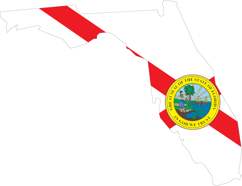 Florida state flag sticker with red-white stripes and state seal