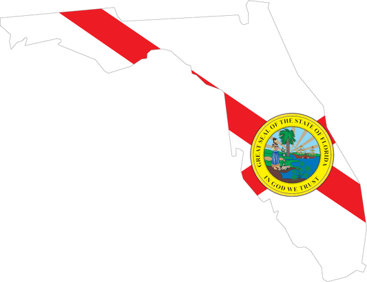 Florida state flag sticker with red-white stripes and state seal