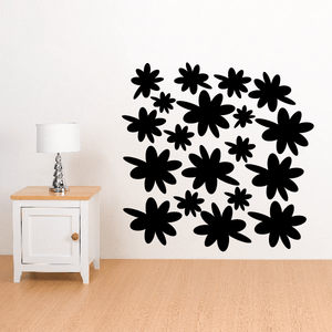 Daisies flower wall decal with black daisy shapes