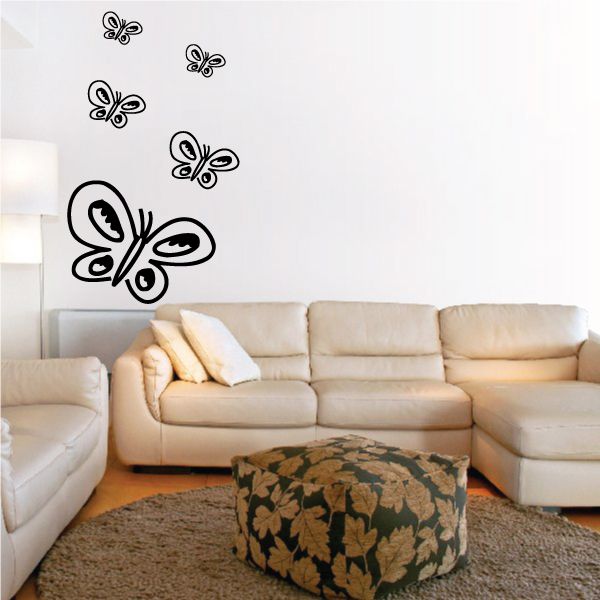 Black flying butterflies wall decal