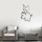 Flying pig wall decal with simple outline illustration