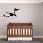 Flying stork wall decal with hat, black silhouette